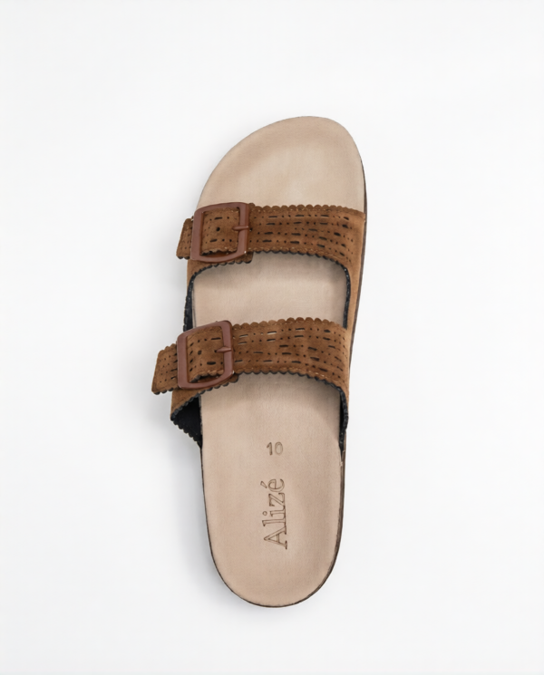 Comfort Brown Double Buckle Sandals