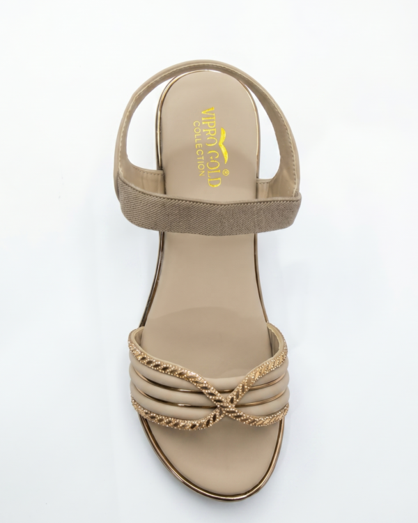 Champagne Beige Comfort Wedge Heel Sandals