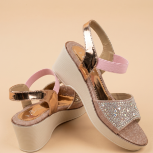 Rose Gold Crystal Embellished Party Heel Sandals