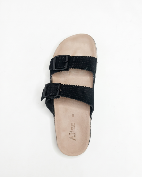 Comfort Black Double Buckle Sandals