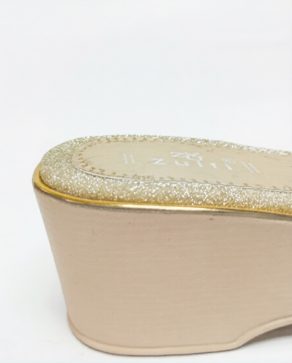 Crystal Bloom Slip-On Wedge Sandals - Bold Gold