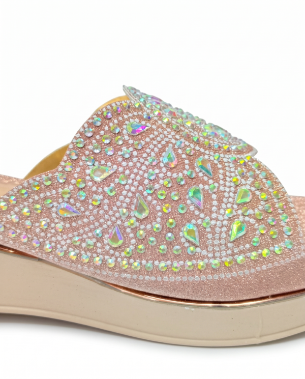 Crystal Bloom Slip-On Wedge Sandals - Soft Pink