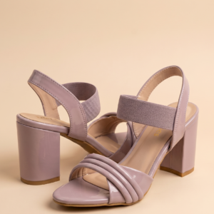 Glossy Pink Block Heel Sandals