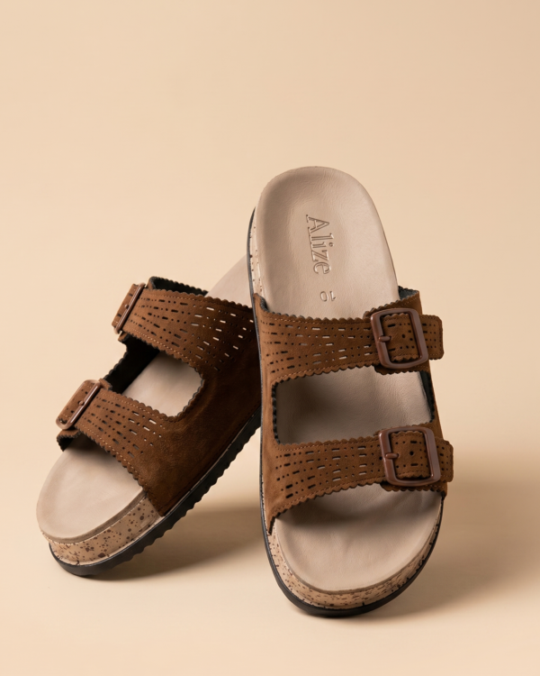 Comfort Brown Double Buckle Sandals