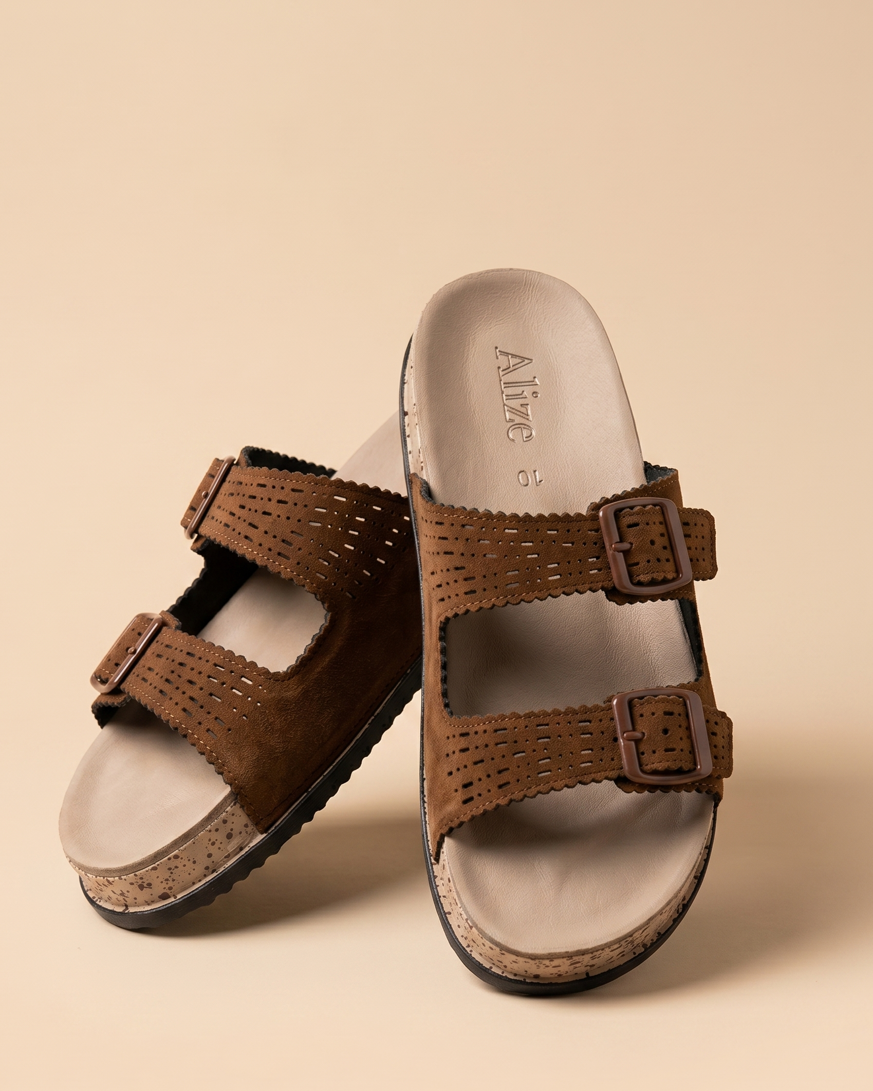 Comfort Brown Double Buckle Sandals