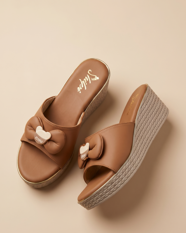 Amber Brown Comfort Wedge Heel Sandals