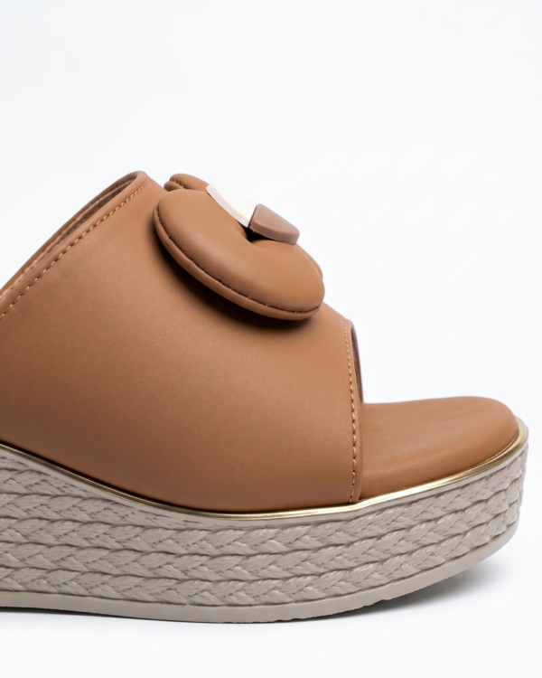 Tan Comfort Wedge Heel Sandals