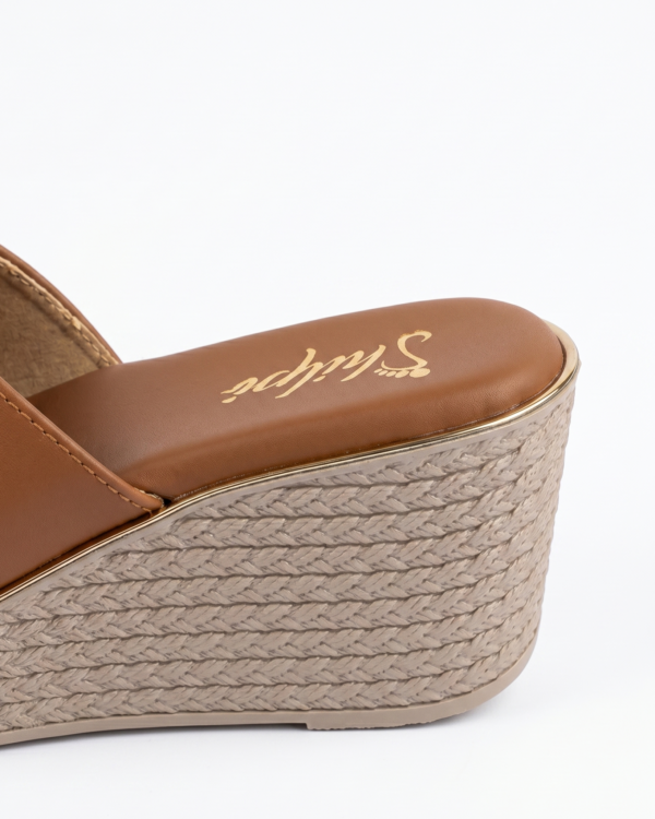 Tan Comfort Wedge Heel Sandals