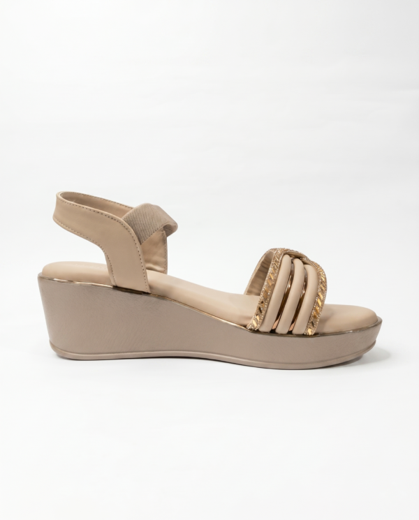 Beige Comfort Wedge Heel Sandals