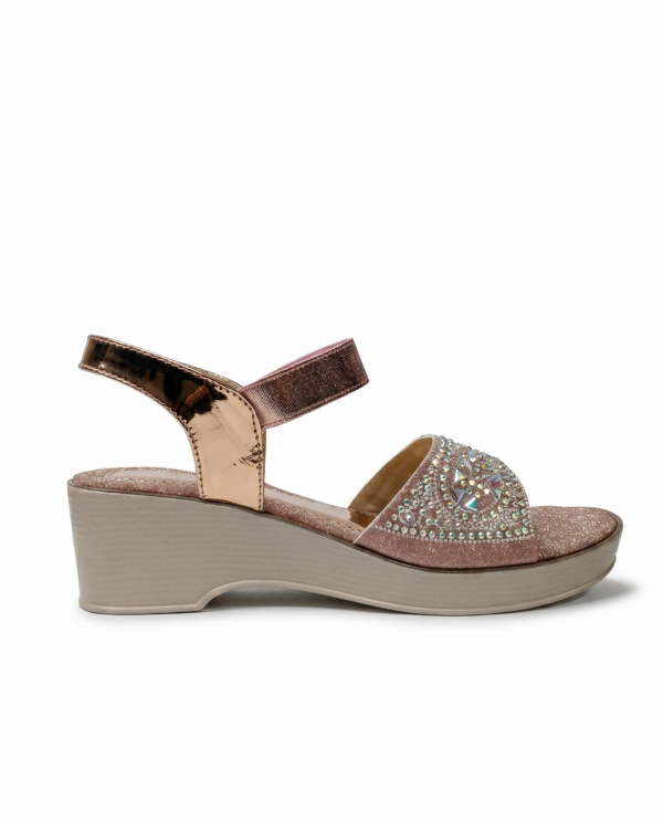 Rose Gold Crystal Embellished Party Heel Sandals