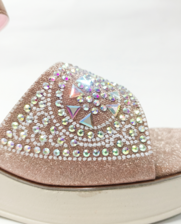 Rose Gold Crystal Embellished Party Heel Sandals