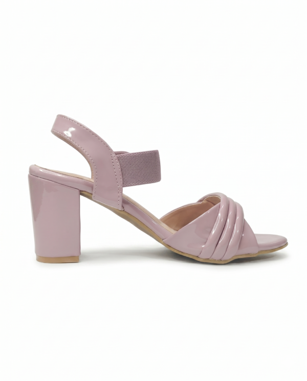 Glossy Pink Block Heel Sandals