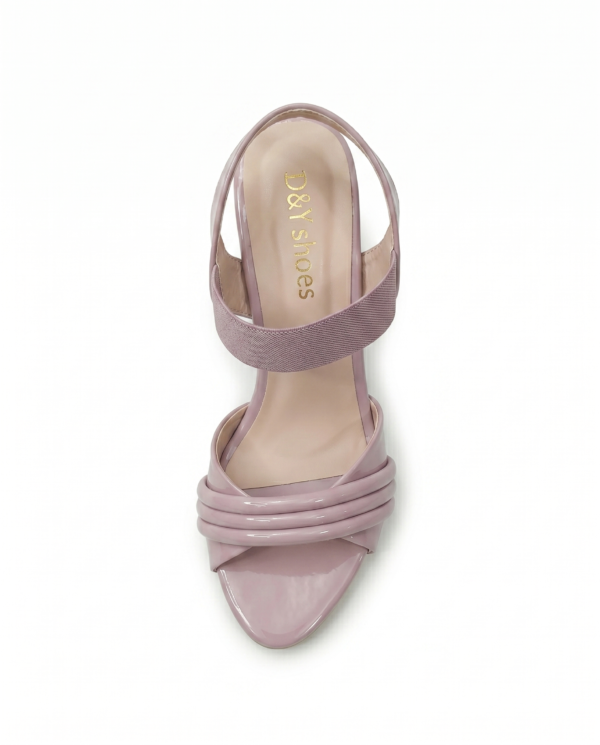 Glossy Pink Block Heel Sandals