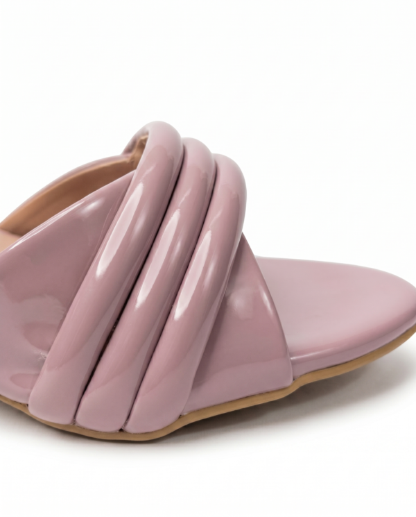 Glossy Pink Block Heel Sandals