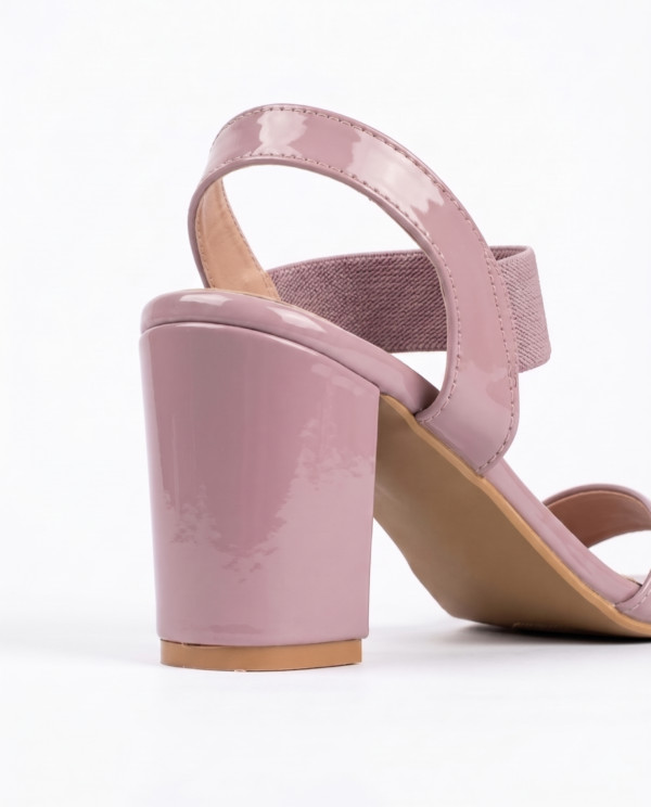 Glossy Pink Block Heel Sandals
